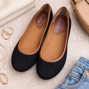 American Rag Black Ballet Flats Faux Suede Round Toe Size 7